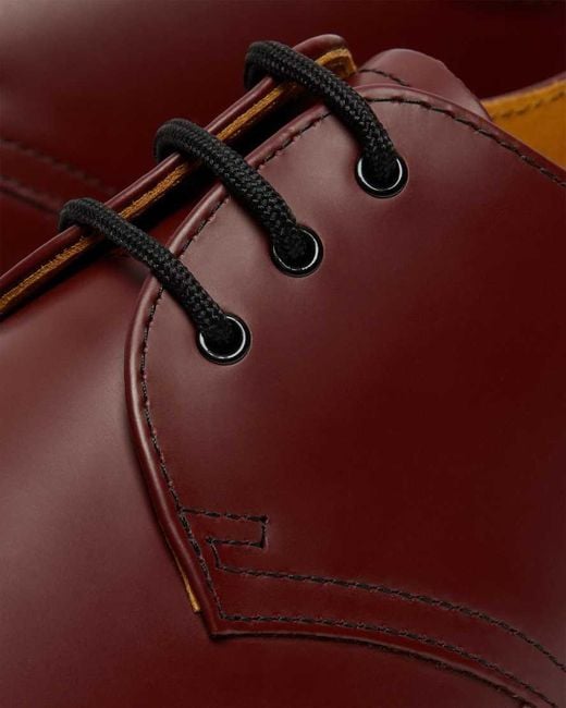 Dr. Martens Red 1461 Yellow Stitch Leather Oxford Shoes for men