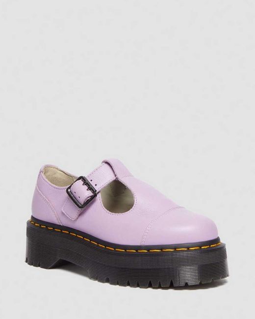 Dr. Martens Pink Bethan Pisa Leather Platform Mary Jane Shoes