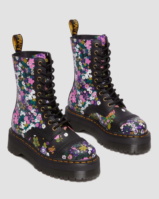 Dr. Martens Black Sinclair Hi Vintage Floral Platform Boots