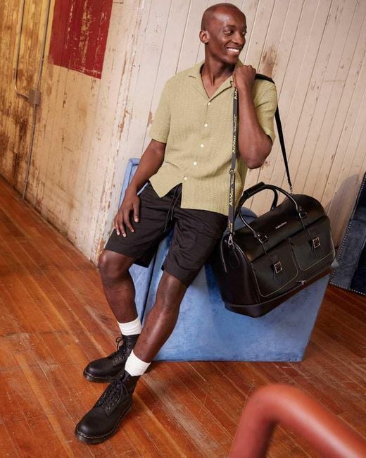 Dr. Martens Black Smooth Leather Weekender Bag