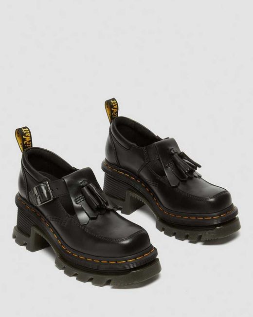 Dr. Martens Black Corran Atlas Leather Mary Jane Heeled Shoes