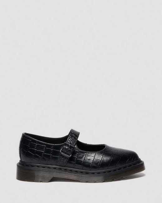 Dr. Martens Black Elphie Mary Jane Emboss Leather Shoes
