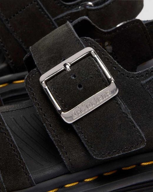 Dr. Martens Black Zebzag Suede Sandals