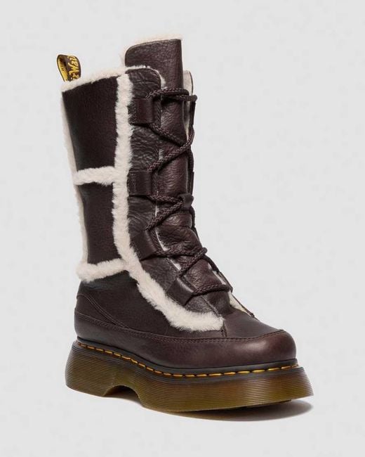 Dr. Martens Brown Buzz Lace Up Faux Fur Lined Grizzly Leather Boots