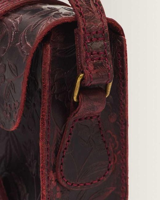 Dr. Martens Brown 7" Floral Emboss Crazy Horse Leather Satchel