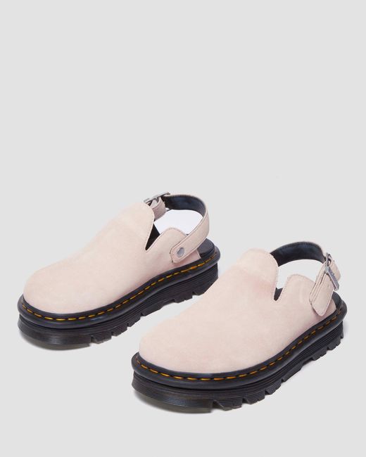 Dr. Martens White Zebzag Suede Casual Slingback Platform Mules for men