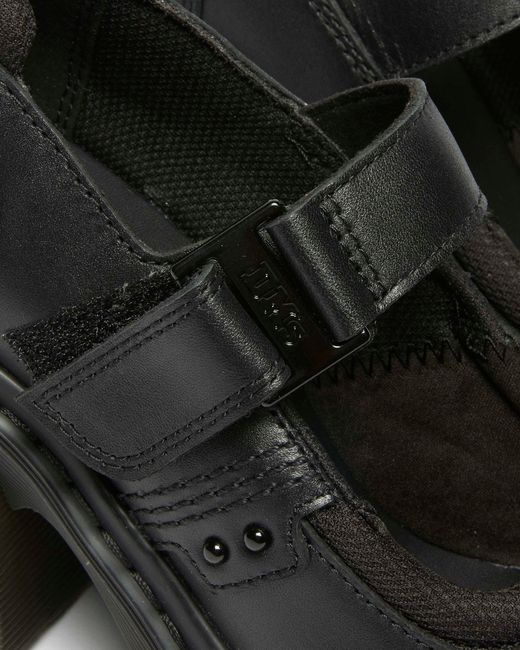 Dr. Martens Leer Eviee Tech Strap Mary Jane Schoenen Met Hak in het Black