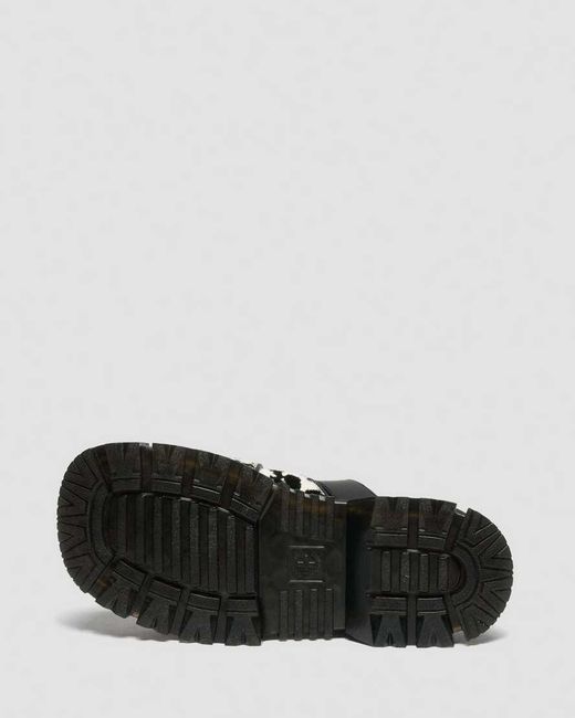 Dr. Martens Black Mattison Slides Dalmatian Hair On Leather Sandals