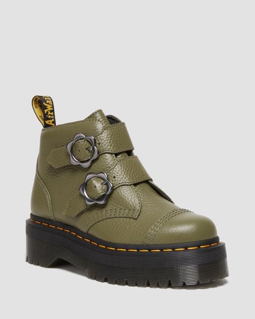 Dr. Martens Devon Flower Buckle Leather Platform Boots Lyst UK