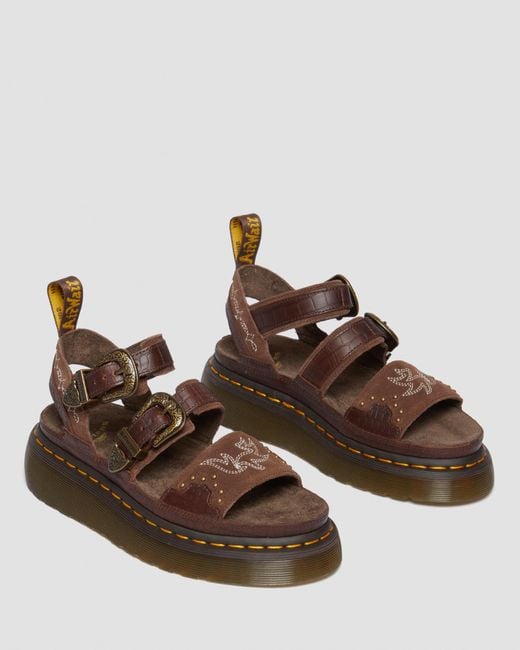 Dr. Martens Brown Gryphon Gothic Americana Leather Platform Sandals