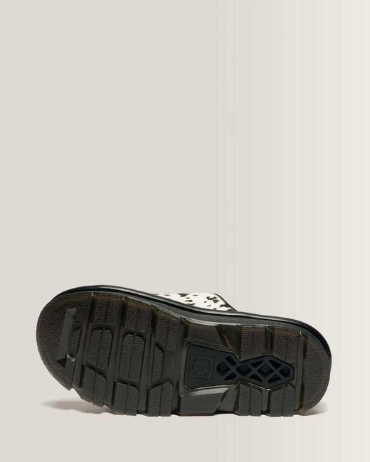 Dr. Martens Black Zebzag Dalmatian Hair On Leather Platform Slides