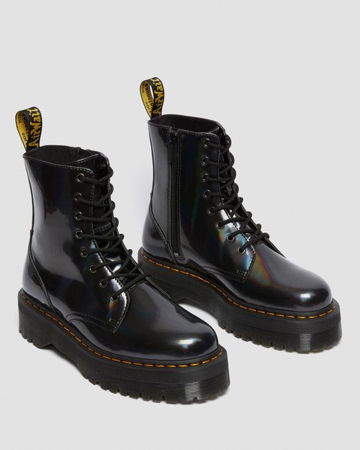 Dr. Martens Jadon Hologram Leather Platform Boots in Black | Lyst