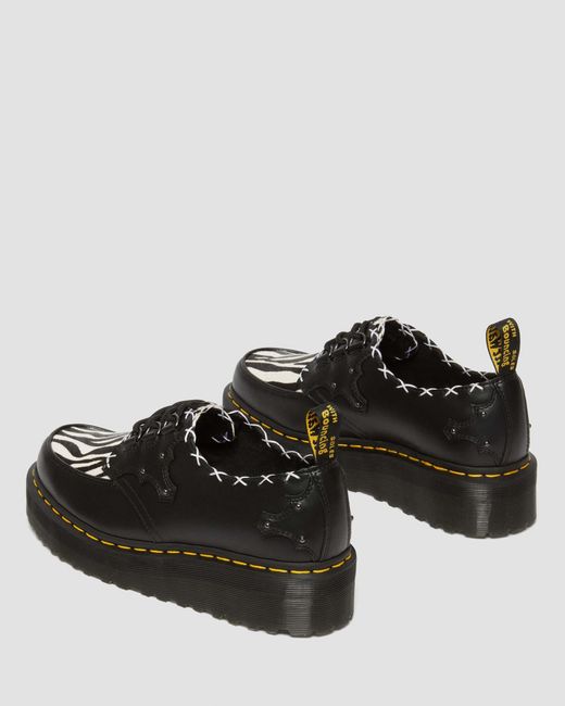 Dr. Martens Black Ramsey Zebra Print & Leather Platform Creepers Shoes for men