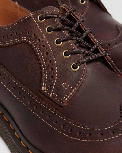 Dr. Martens Brown 3989 Crazy Horse Leather Brogues Shoes for men