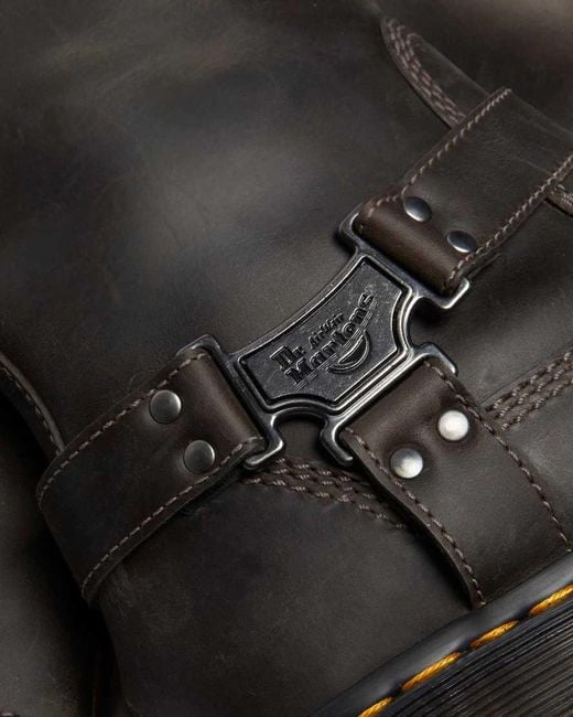 Dr. Martens Black Anistone Tall Leather Biker Boots
