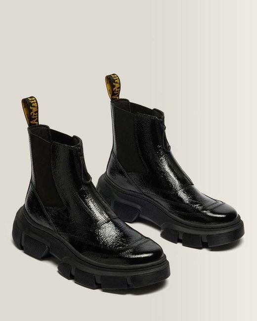 Dr. Martens Black Dmxl Distressed Patent Leather Chelsea Boots for men