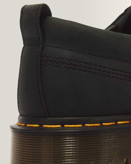 Dr. Martens Black Lowell 4 Eye Crazy Horse Leather Moc Toe Shoes for men