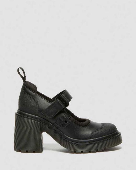 Dr. Martens Black Eviee Tech Strap Mary Jane Heeled Shoes