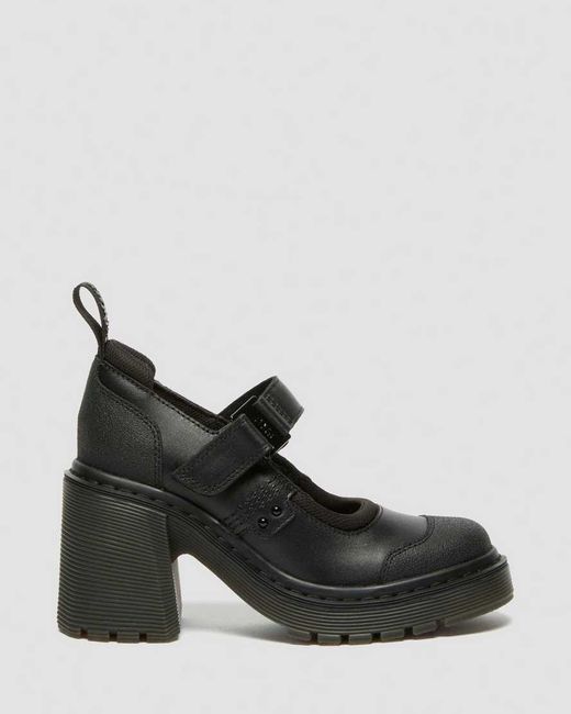 Dr. Martens Black Eviee Tech Strap Mary Jane Heeled Shoes