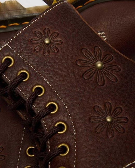 Dr. Martens Brown 1460 Pascal Flower Grizzly Leather Boots