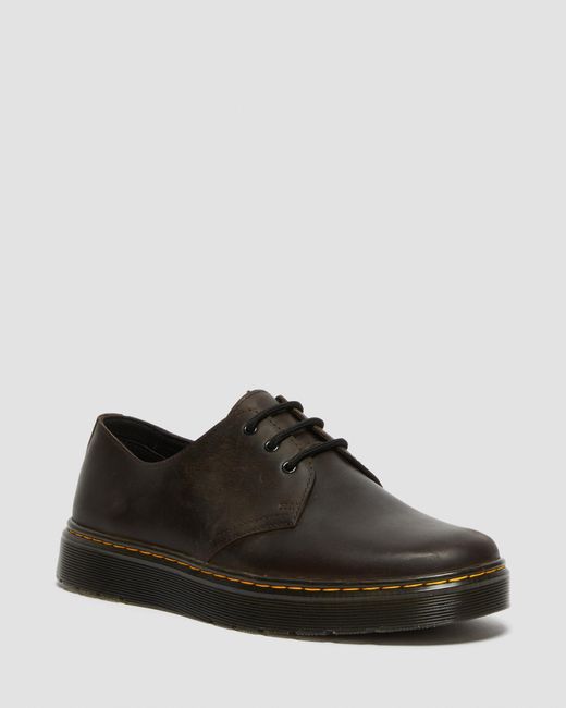 Dr. Martens Black Thurston Lo Crazy Horse Leather Shoes for men