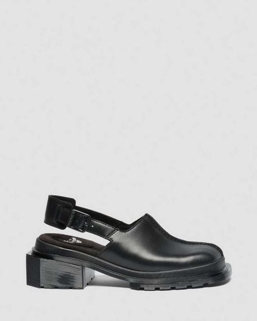 Dr. Martens Black Maybole Square Toe Leather Mules