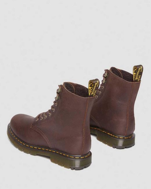 Dr. Martens Brown 1460 Pascal Fleece Lined Leather Wintergrip Boots for men