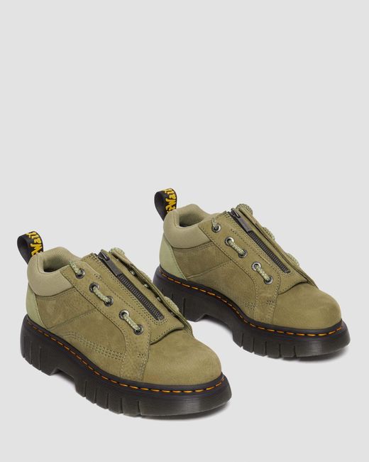 Dr. Martens Green Woodard Tumbled Nubuck Leather Zip Shoes for men