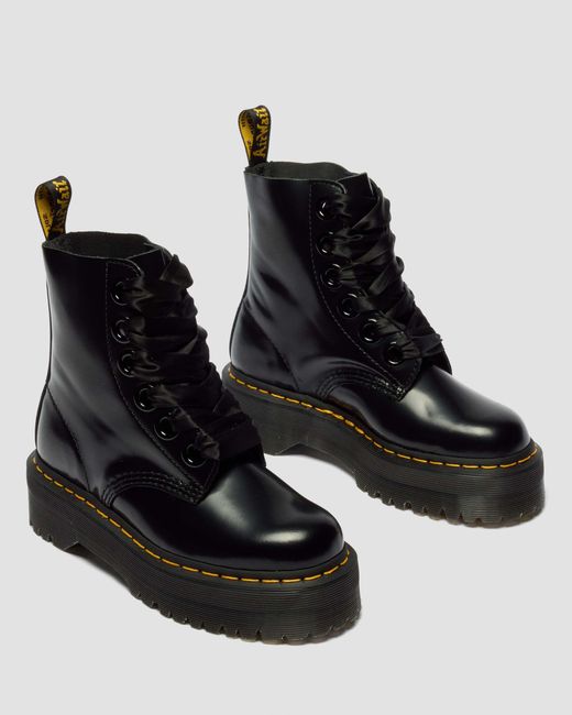 Cuero botas con plataforma molly en piel zapatos Dr. Martens de color Black