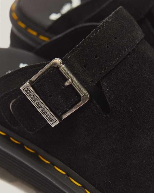 Dr. Martens Black Zebzag Suede Casual Slingback Platform Mules for men