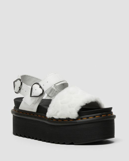 Dr. Martens Leather Voss Quad Fluffy Faux Fur Platform Sandals in Black |  Lyst UK
