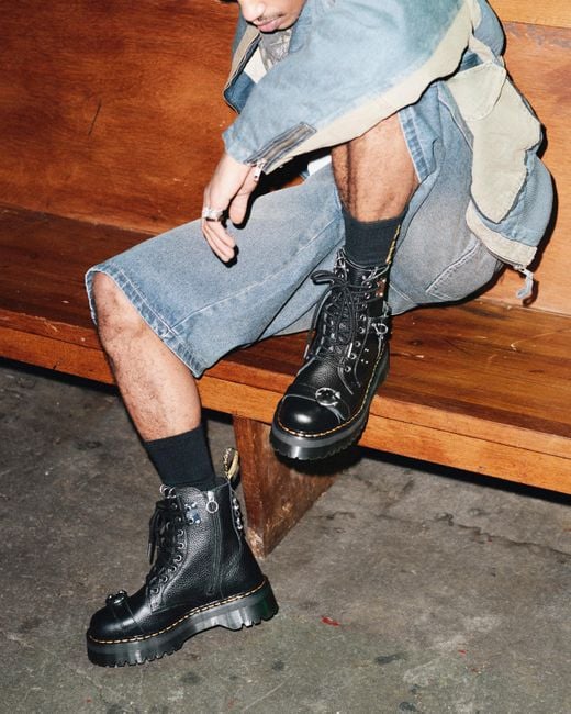 Dr. Martens Black Jadon Boot Piercing Milled Nappa Leather Platforms for men