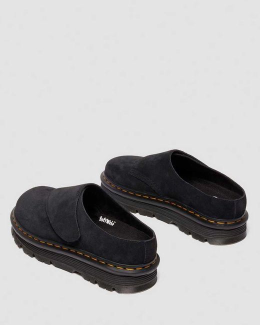 Dr. Martens Black Zebzag Anywair Suede Mules
