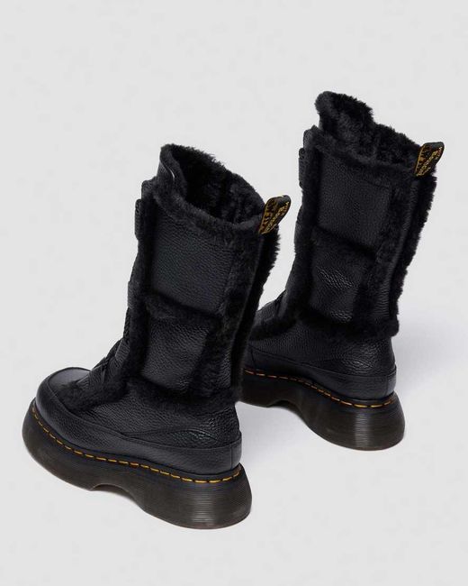 Dr. Martens Black Buzz Lace Up Faux Fur Lined Milled Nappa Leather Boots