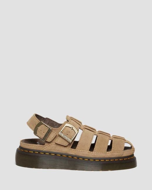 Dr. Martens Brown Wrenlie Bronx Suede Fisherman Sandals for men
