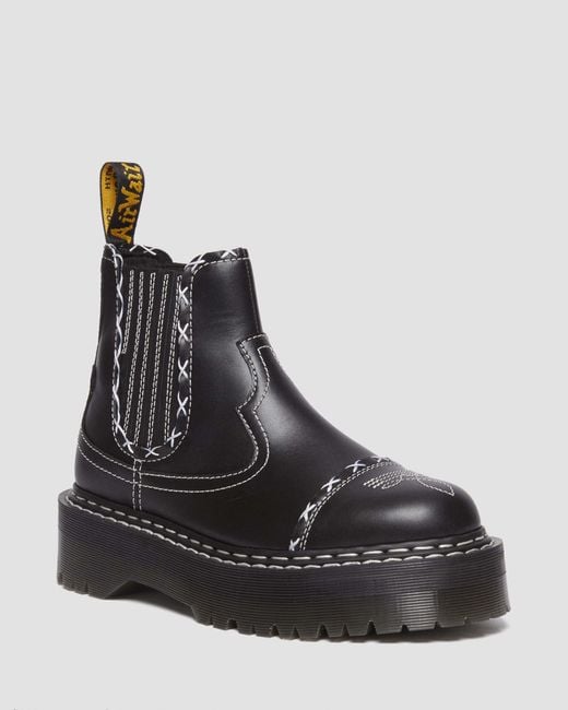 Dr. Martens Black 2976 Contrast Stitch Leather Chelsea Boots for men