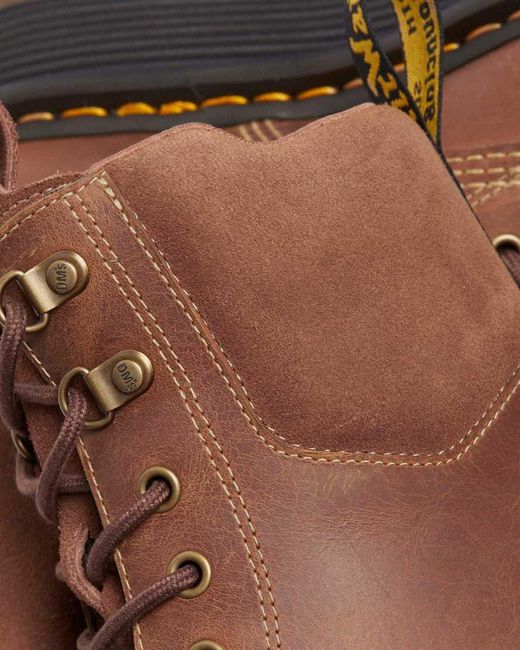 Dr. Martens Brown Zebzag 8 Ties Burnish Waxy Lace Up Boots