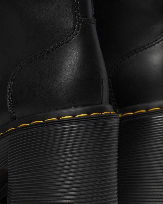 Dr. Martens Black Chesney Leather Flared Heel Lace Up Boots