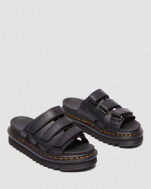 Dr. Martens Black Raine Slide Athena Leather Sandals