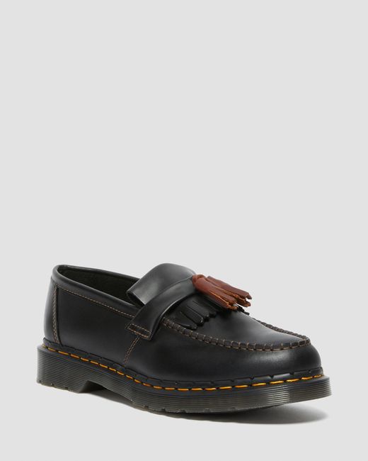 Abruzzo cuero mocasines adrian en piel abruzzo con borlas zapatos Dr. Martens de hombre de color Black