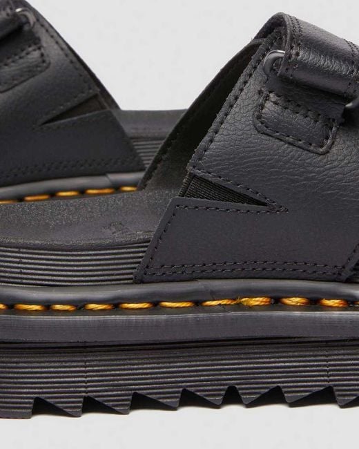 Dr. Martens Black Raine Slide Athena Leather Sandals