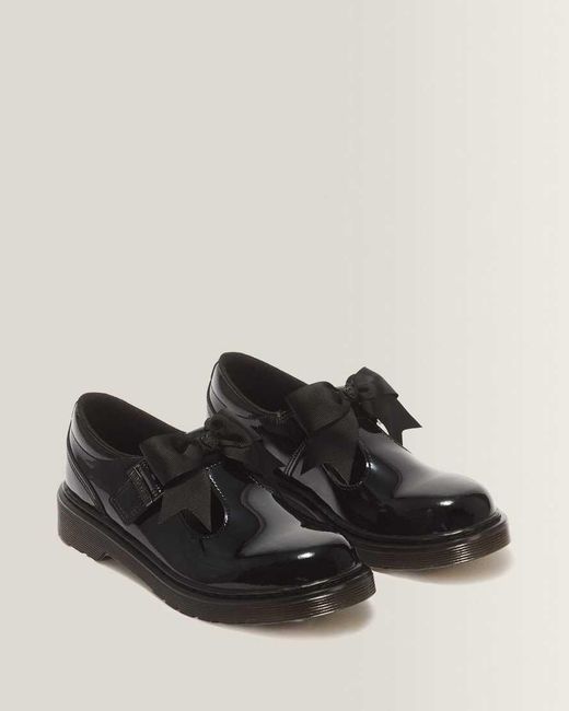 Dr. Martens Black Youth Polley Ii Bow Patent Leather Mary Jane Shoes for men
