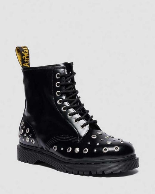 Dr. Martens Black 1460 Studded Buttero Leather Boots for men