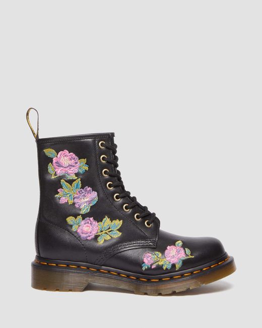 Dr. Martens Black 1460 Vonda Ii Embroidered Floral Boots