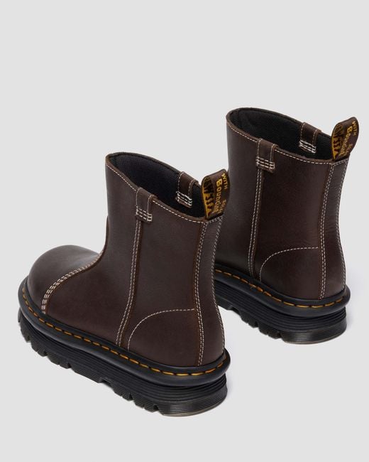 Dr. Martens Brown Zebzag Rigger Slip On Leather Boots
