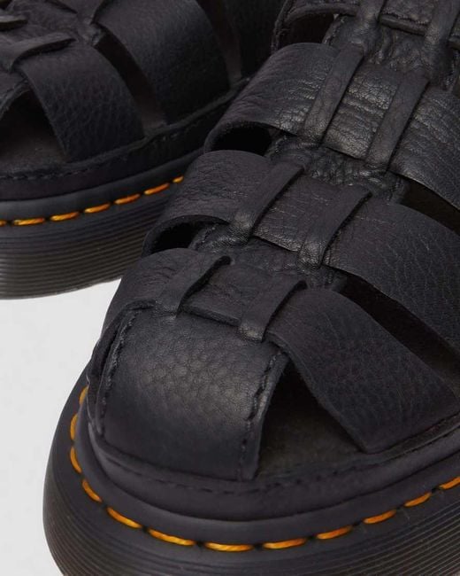 Dr. Martens Black Wrenlie Leather Fisherman Sandals for men