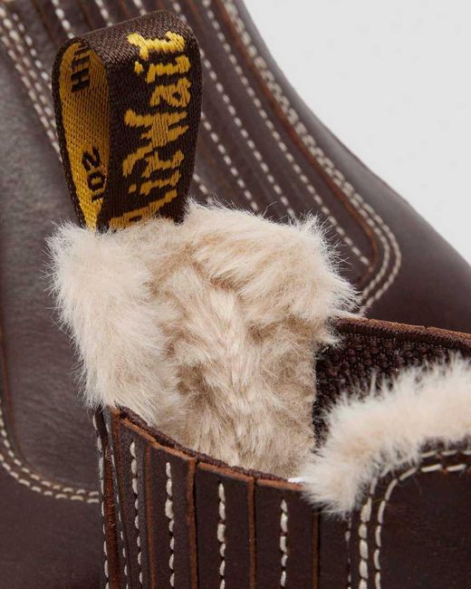 Dr. Martens Brown 2976 Leonore Ii Faux Fur Lined Grizzly Leather Chelsea Boots