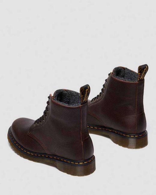 Dr. Martens Brown 1460 Fleece Lined Grizzly Leather Boots for men