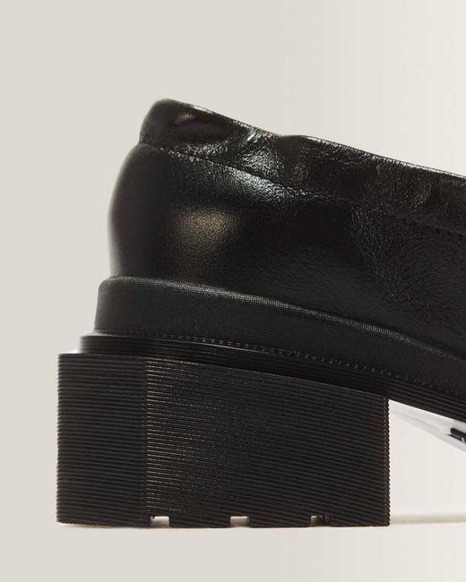 Dr. Martens Black Maybole Square Toe Ruched Leather Loafers