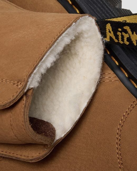 Dr. Martens Brown Zebzag Laceless Warm Lined Slip On Nubuck Boots